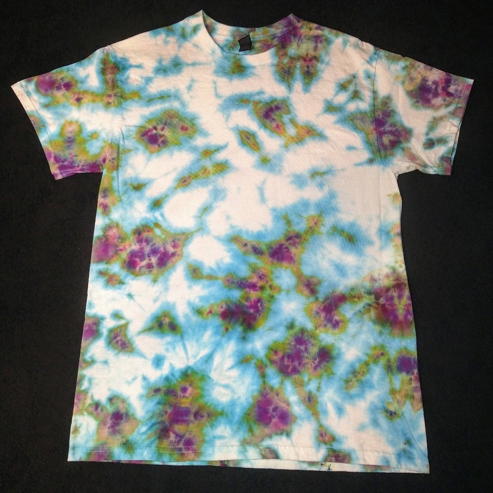 Blue, Green And Purple Ice Dye Tie Dye T Shirt ~ Sz M